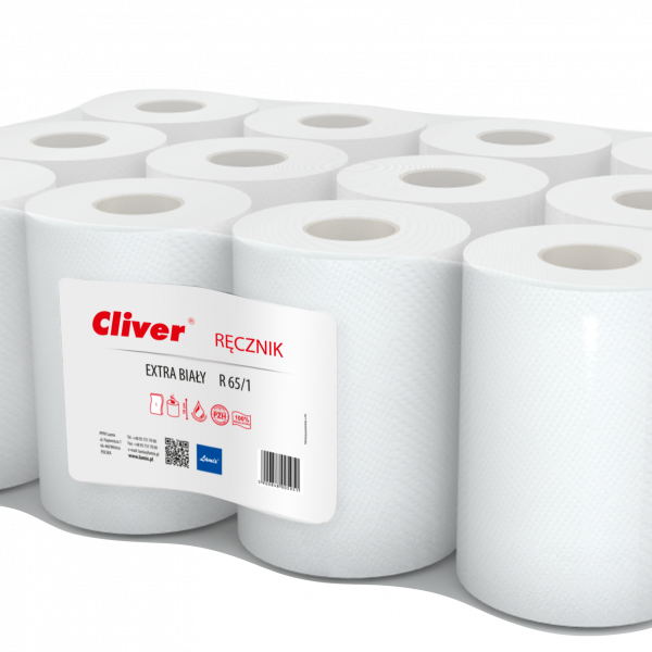 Biela utierka na rolke zberového papiera R 65/1/ Čistota a hygiena>Papierové utierky