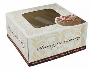 Dekoratívna krabička na tortu 22x22x11 cm "ORNAMENTNÉ OKIENKO"