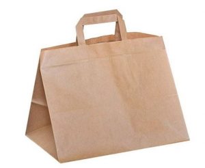 Kraft papierová taška s plochým uchom 320X220X250/ Gastro balenia>Papierové vrecká